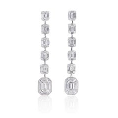 Dazzling Emerald-Cut Diamond formed using baguatte cut diamonds Cascade Earrings