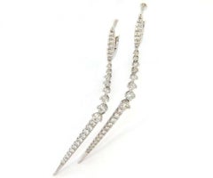 Dazzling Gabriel & Co 0.94 CTW Diamond Dangle Earrings in 14K White Gold, New
