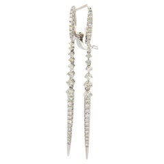 Dazzling Gabriel & Co 0.94 CTW Diamond Dangle Earrings in 14K White Gold, New