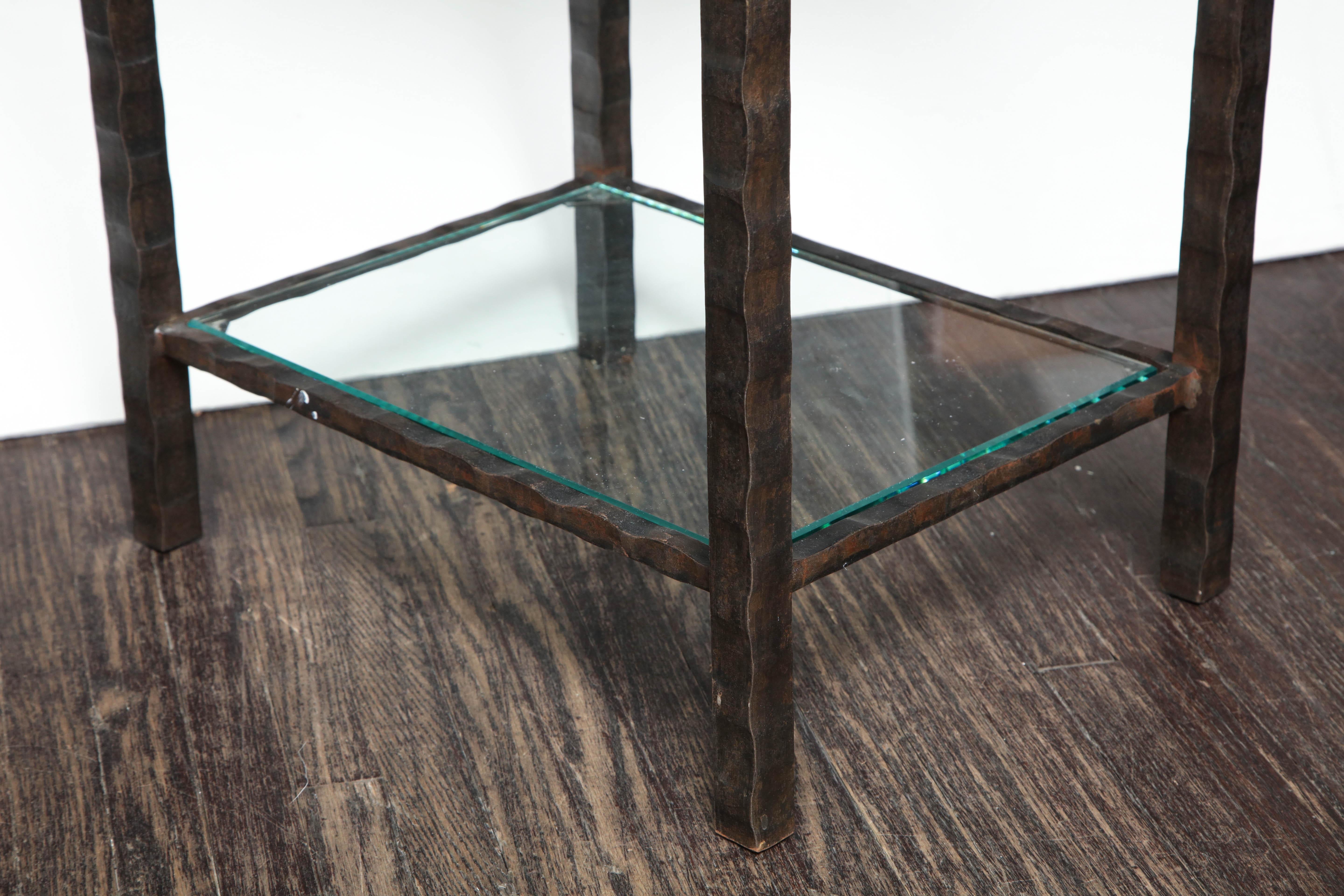 Dazzling Granite Side Table in Hammered Steel Frame 1