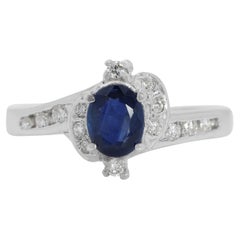 Dazzling Half Carat Sapphire 
Natural Diamond Cluster Ring in 18K White Gold