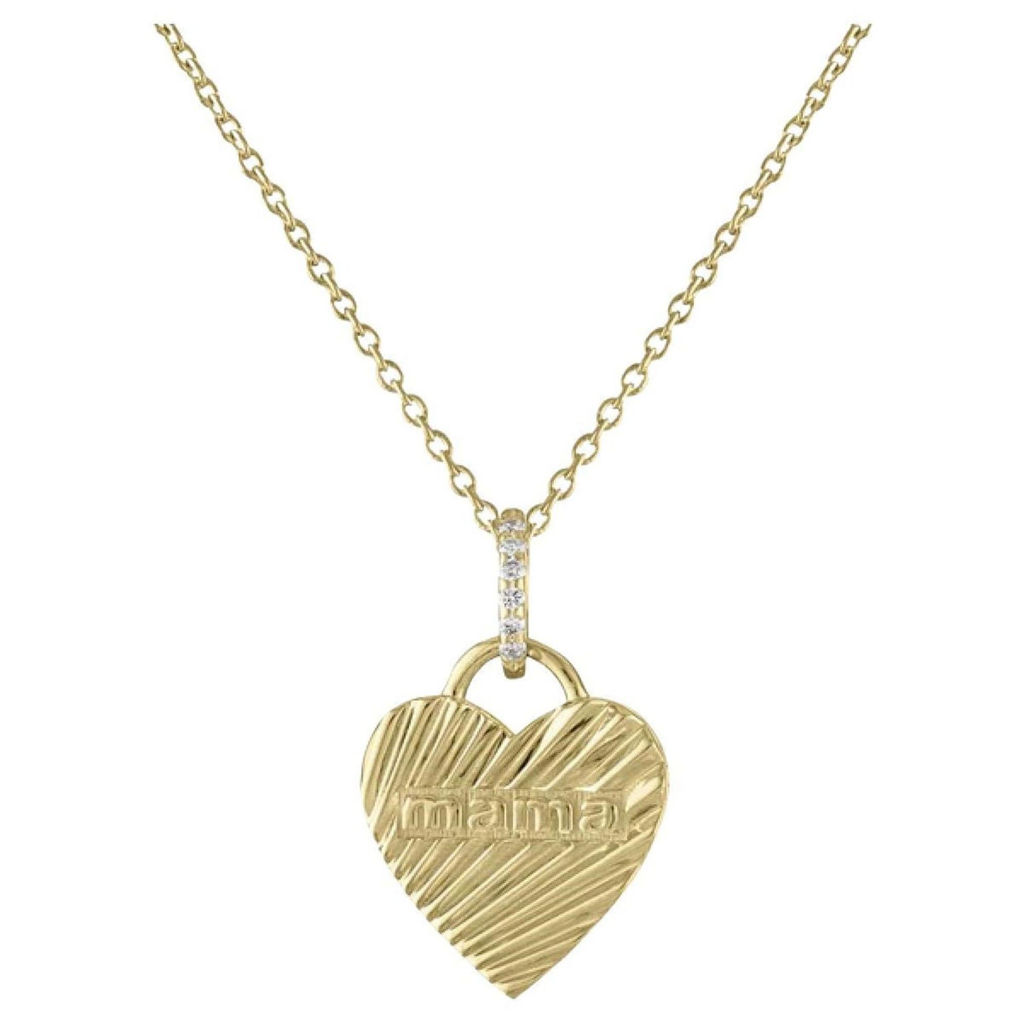 Dazzling Heart Shape 14K Gold MAMA Necklace