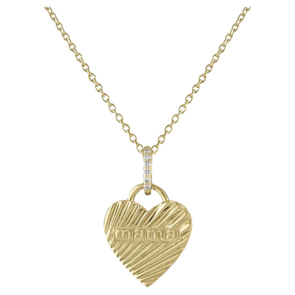 Dazzling Heart Shape 14K Gold MAMA Necklace