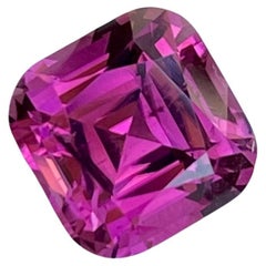 Tourmaline rose vif éblouissante de 3,35 carats, pierre précieuse afghane taille coussin