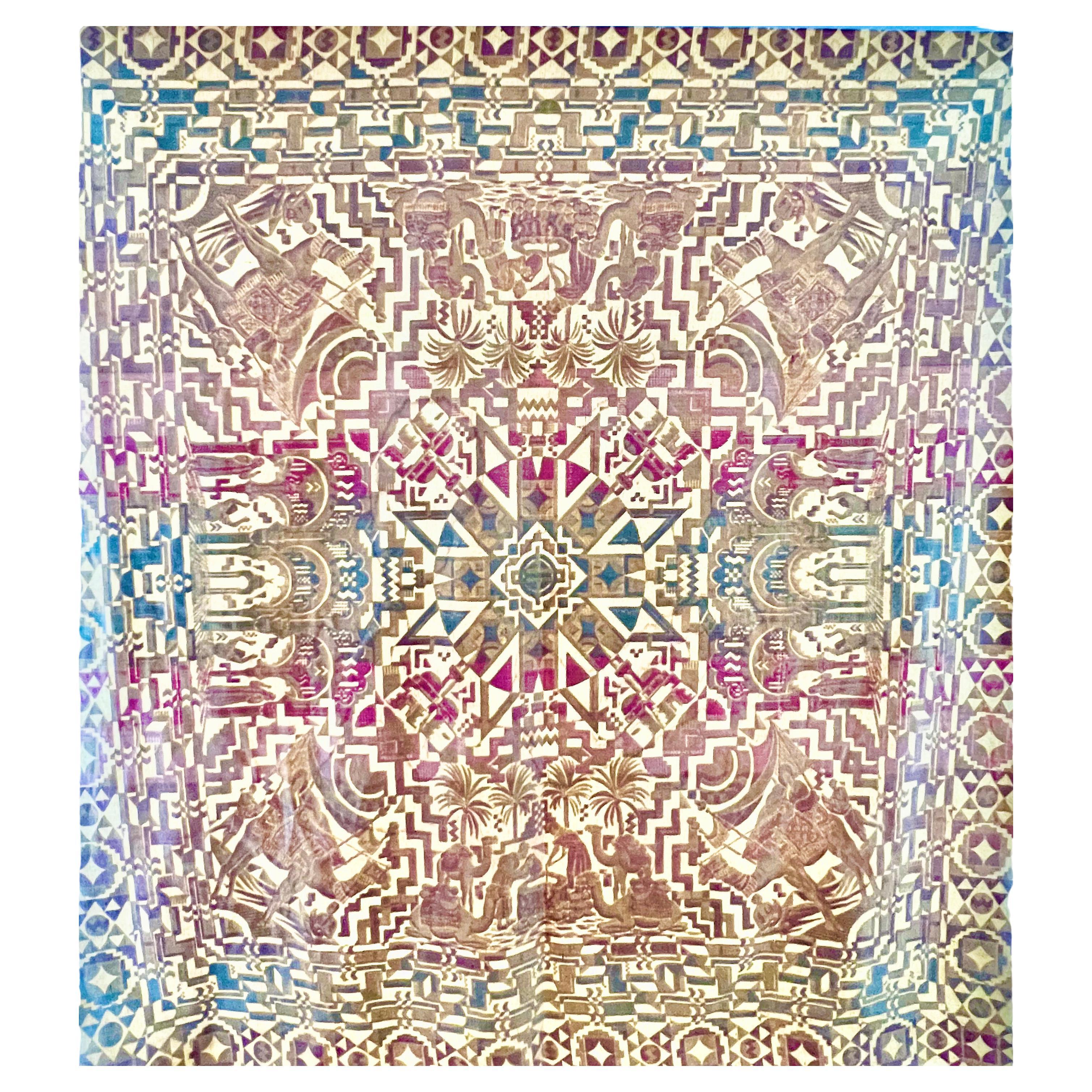 Dazzling Italian Cut Velvet Tapestry with Arabesque Motif For Sale