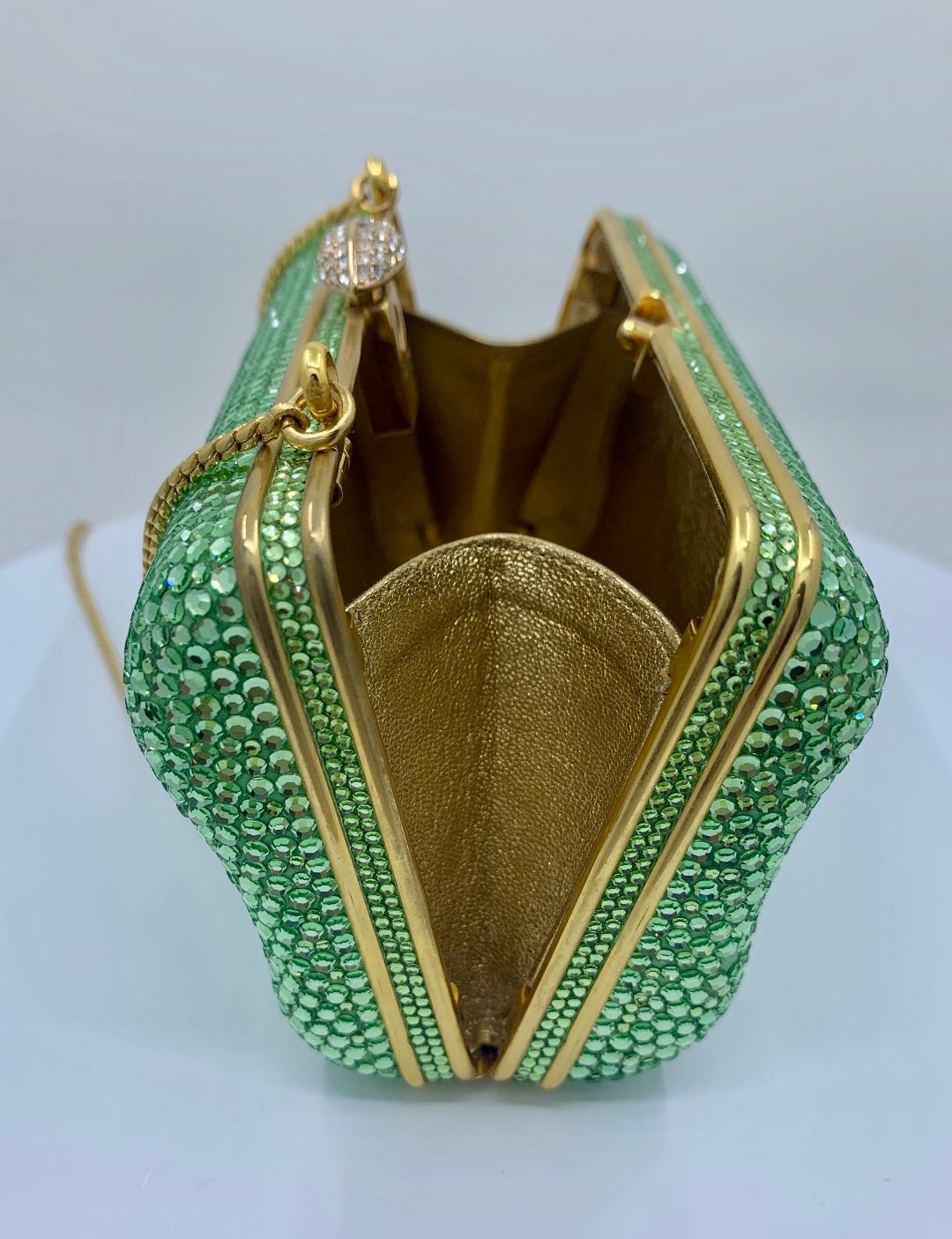 Dazzling Judith Leiber Green Crystal Minaudiere Evening Bag at 1stDibs