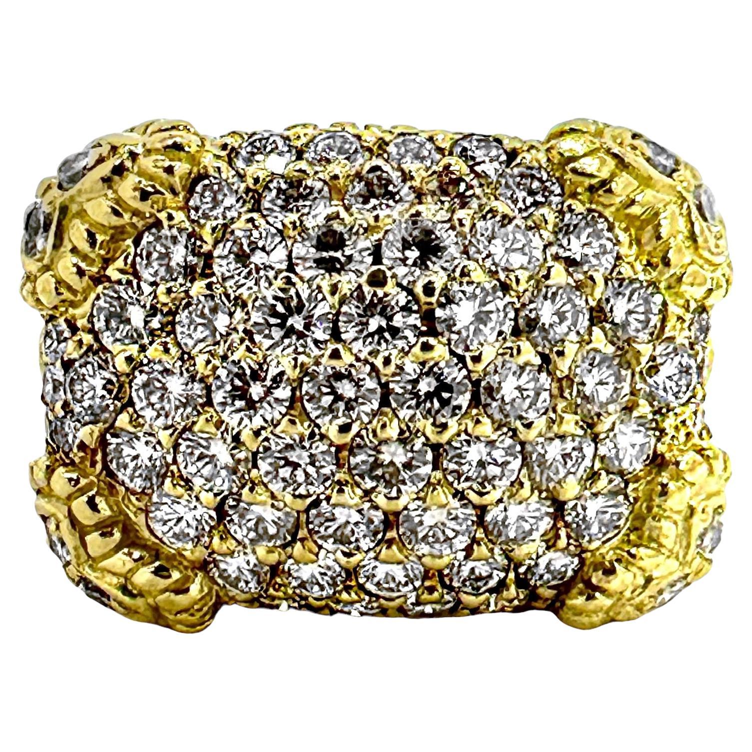Dazzling Judith Ripka 18K Yellow Gold and Pave Set Diamond Cocktail Ring