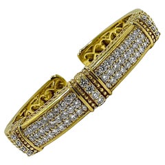 Dazzling Judith Ripka Hinged Gold and Diamond Bangle Bracelet withv Diamonds