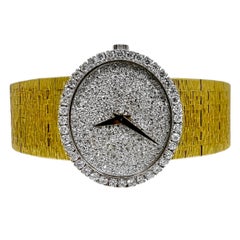 Deslumbrante reloj Piaget de oro de 18 quilates para señora de finales de los 70 con esfera y bisel de diamantes ovalados
