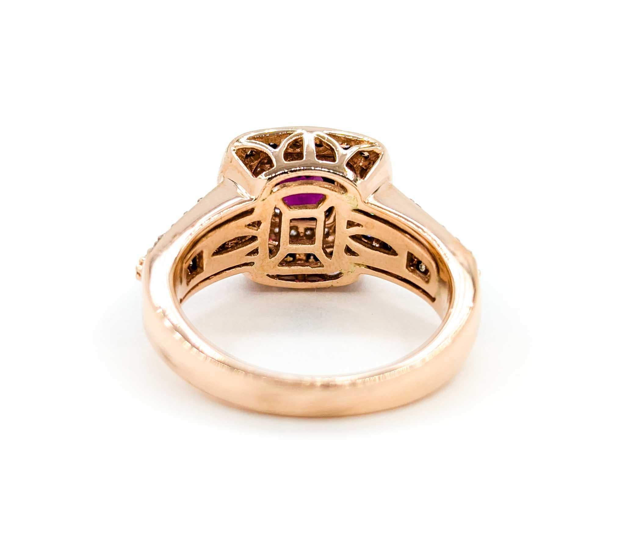 Dazzling LeVian Purple Garnet & Diamond Ring in Rose Gold For Sale 4