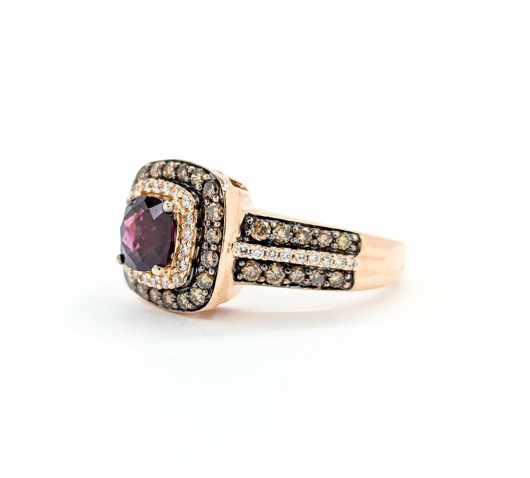 Dazzling LeVian Purple Garnet & Diamond Ring in Rose Gold For Sale 6