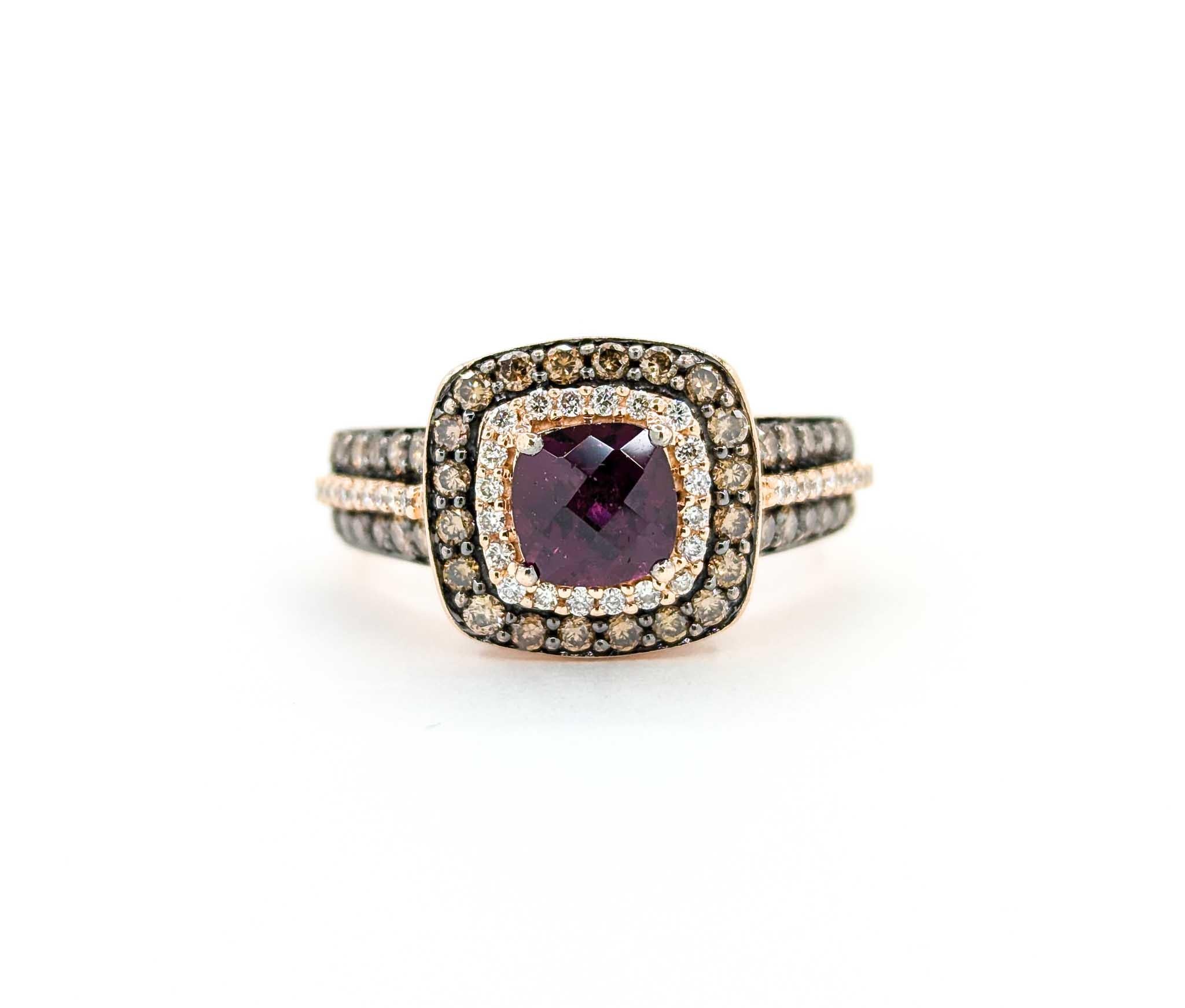 Dazzling LeVian Purple Garnet & Diamond Ring in Rose Gold For Sale 8