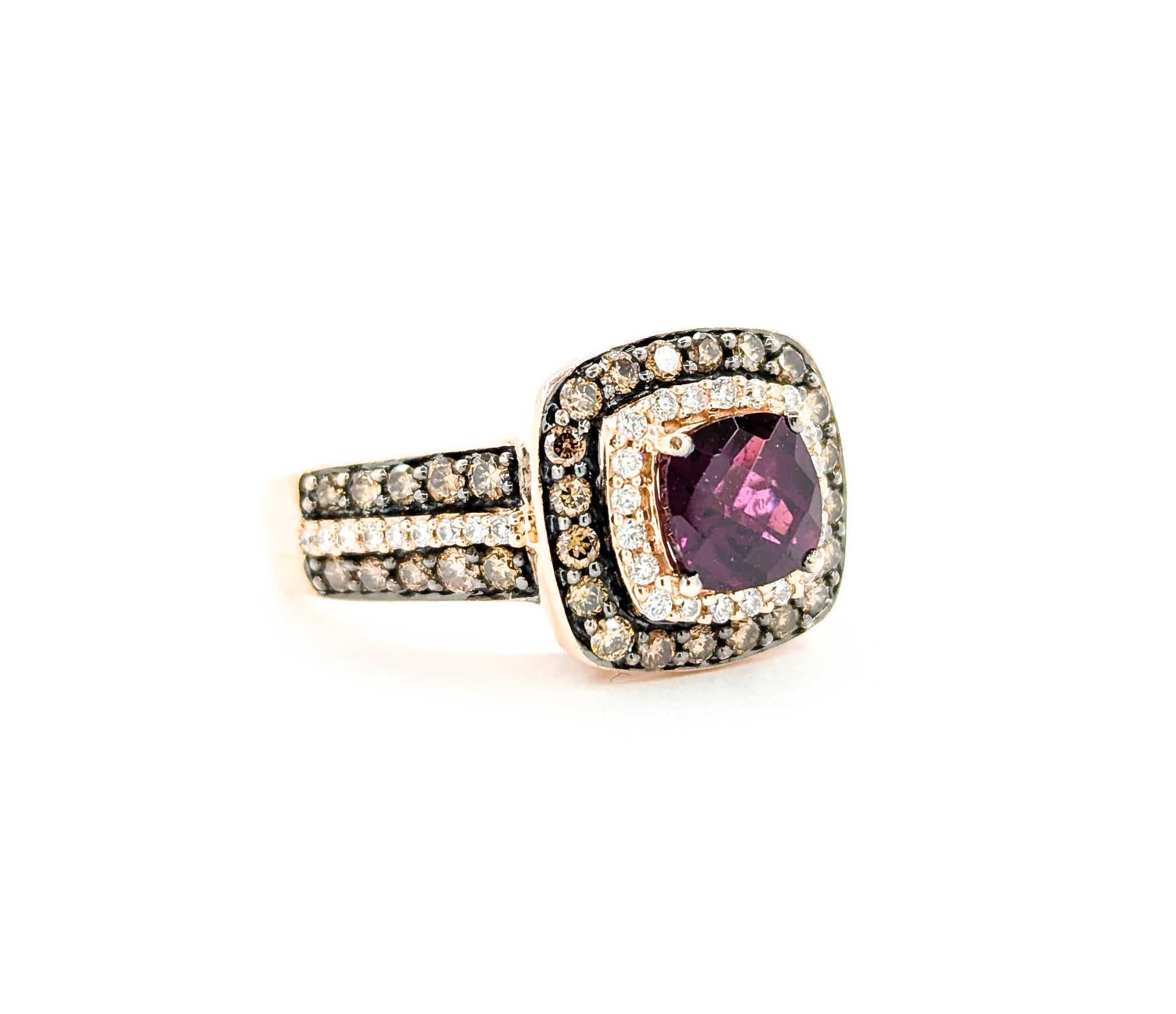 Dazzling LeVian Purple Garnet & Diamond Ring in Rose Gold For Sale 1