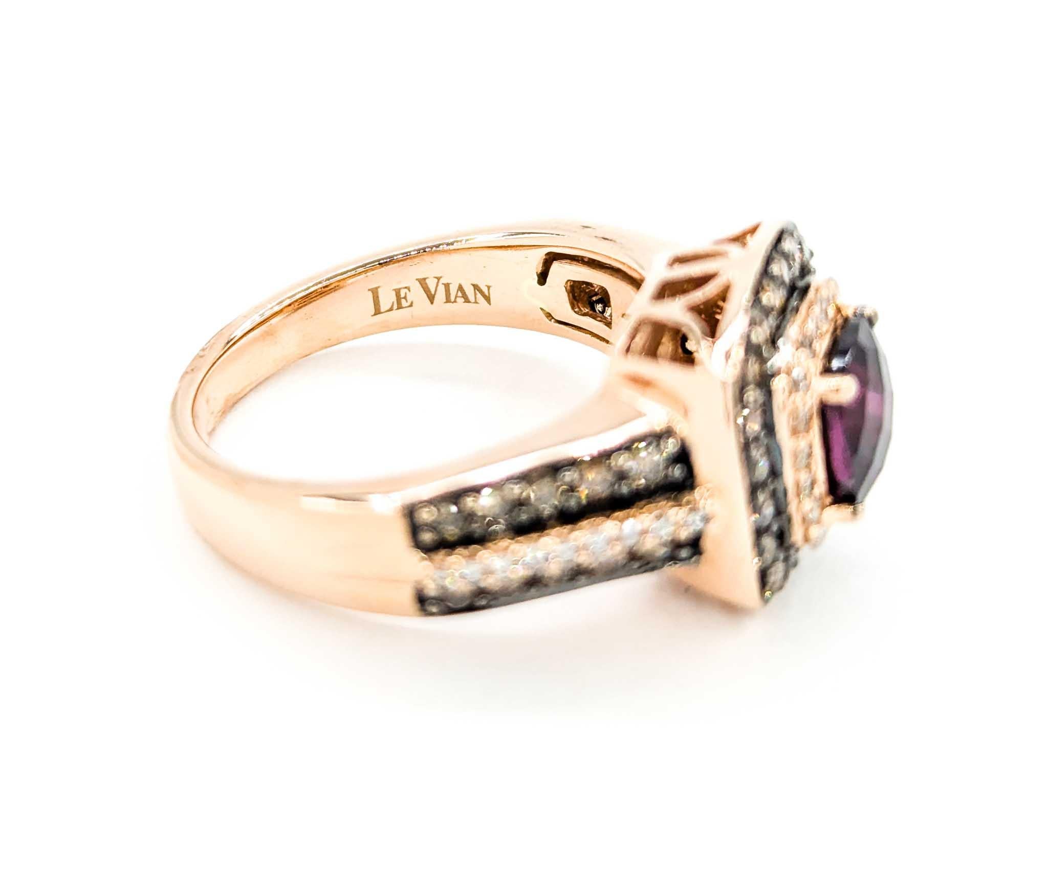 Dazzling LeVian Purple Garnet & Diamond Ring in Rose Gold For Sale 2
