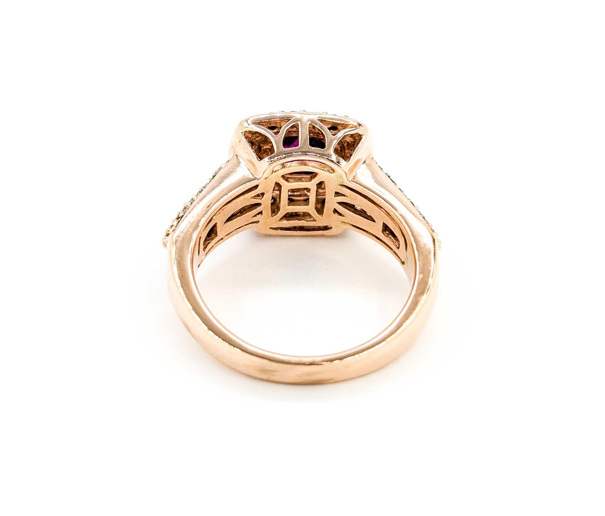 Dazzling LeVian Purple Garnet & Diamond Ring in Rose Gold For Sale 3