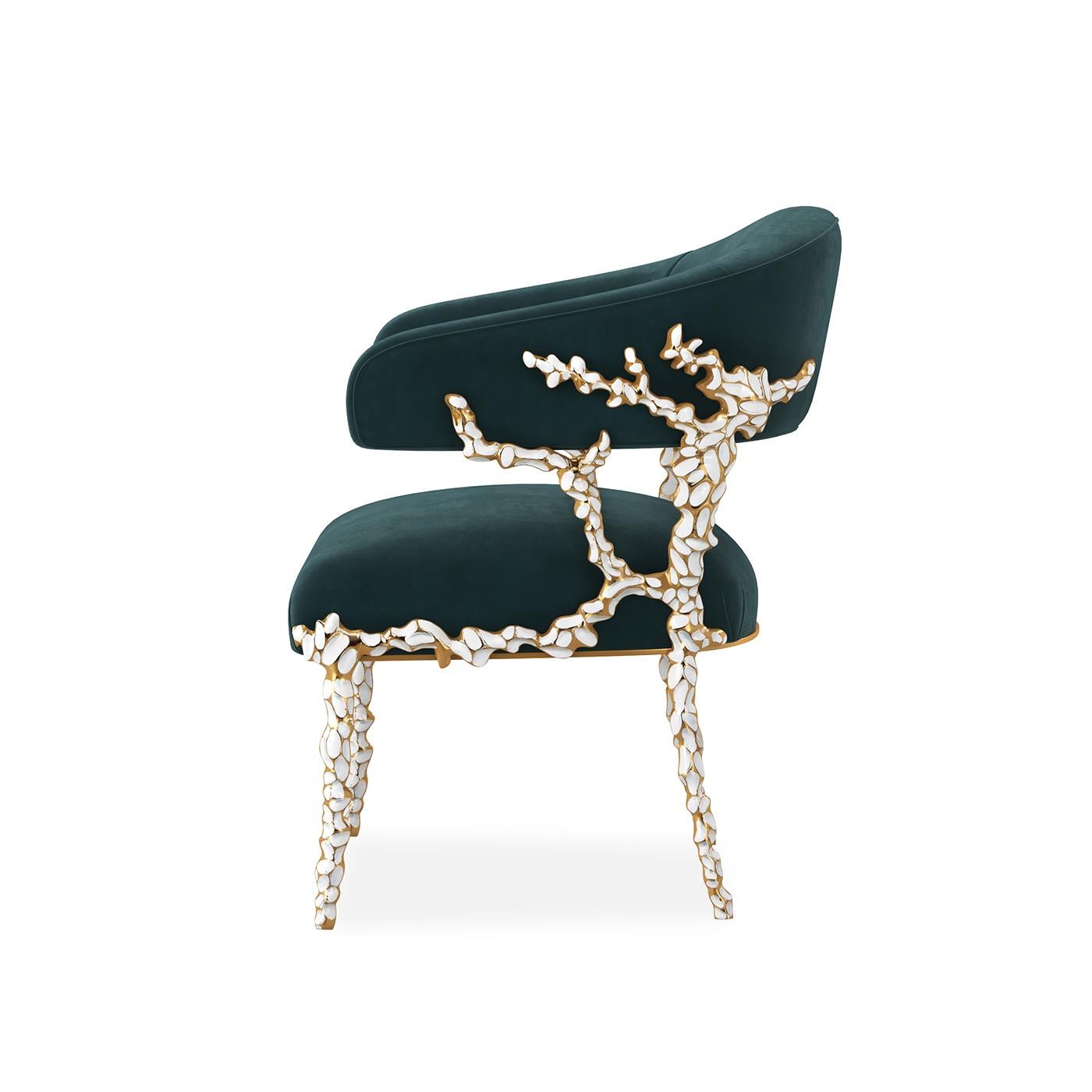 Asian Dazzling Modern Chair Blue Velvet For Sale