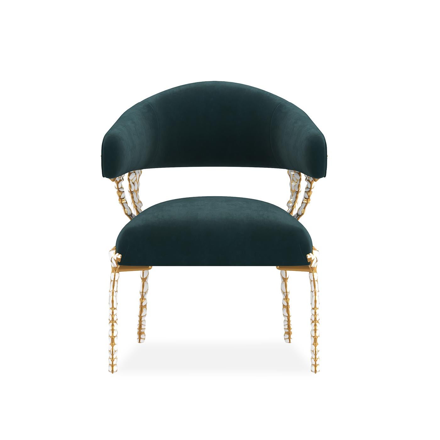 Contemporary Dazzling Modern Chair Blue Velvet For Sale