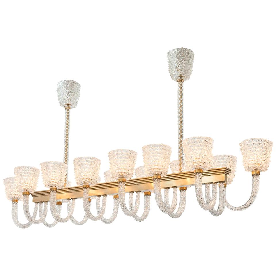 Dazzling Murano Glass Fourteen-Branch Chandelier by Barovier For Sale