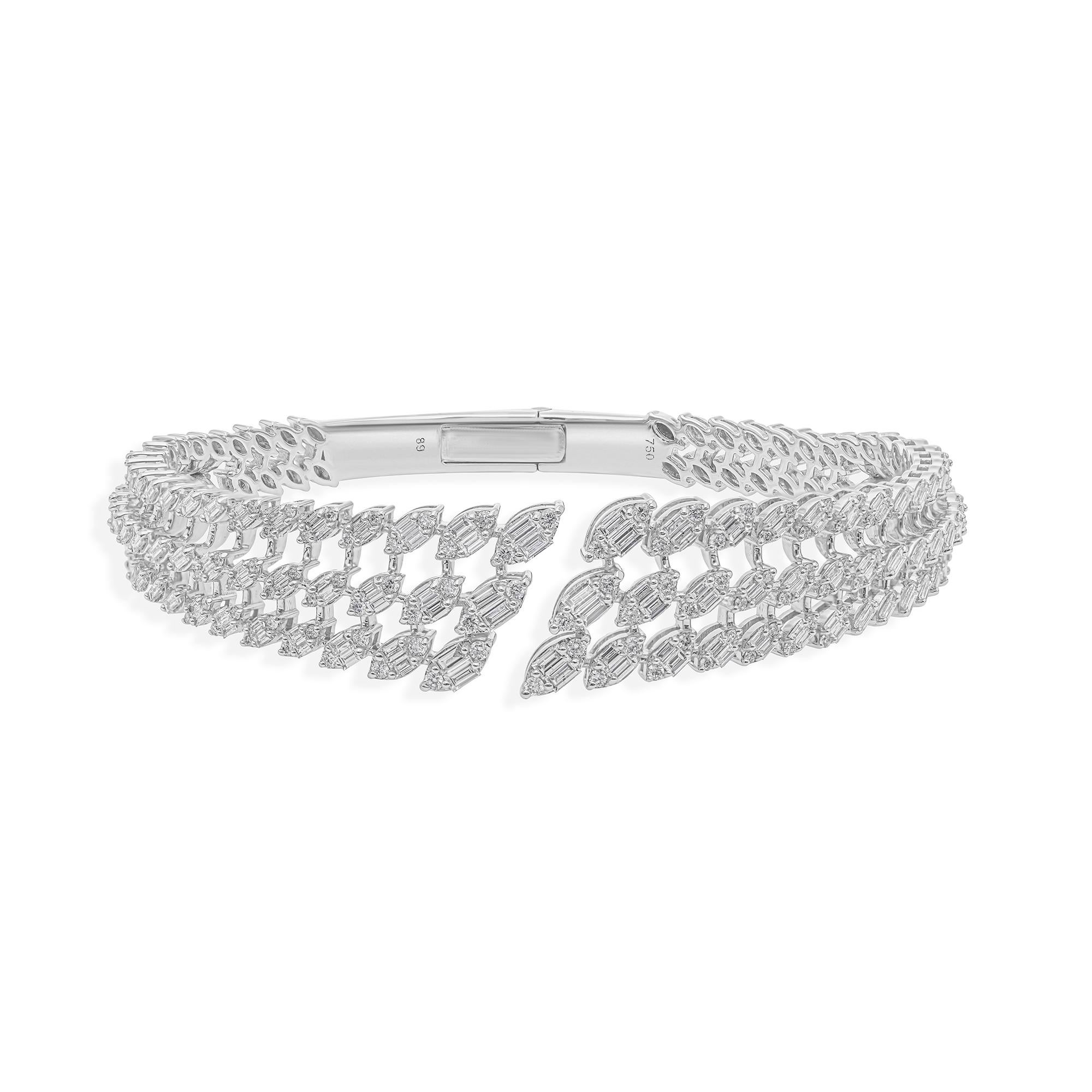 Deslumbrante brazalete de oro blanco de 14k con diamantes naturales de 2,55 ct Regalo de compromiso en venta 1