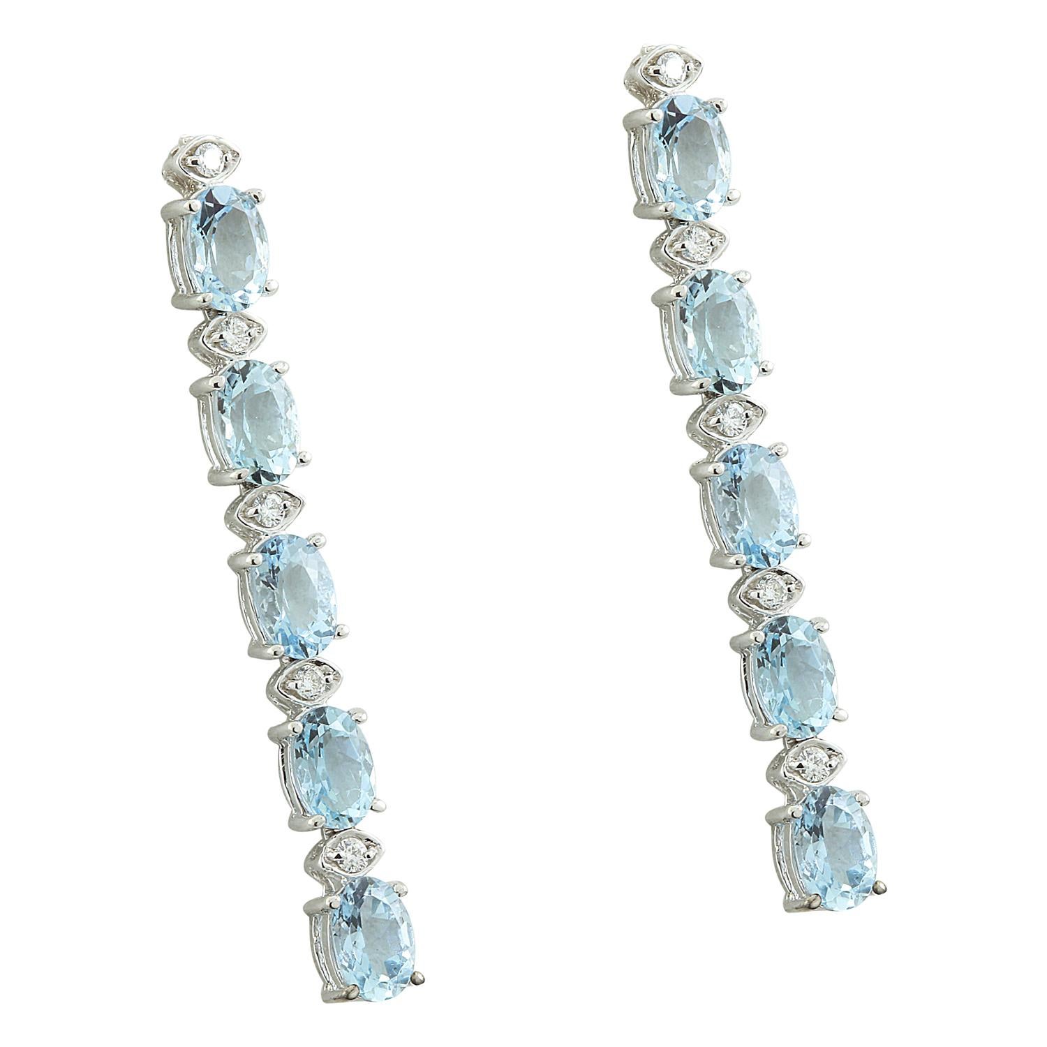 Introducing our stunning Natural Aquamarine Diamond Earrings, meticulously crafted in luxurious 14K Solid White Gold. These exquisite earrings are a true testament to timeless beauty and exceptional craftsmanship, making them a perfect addition to