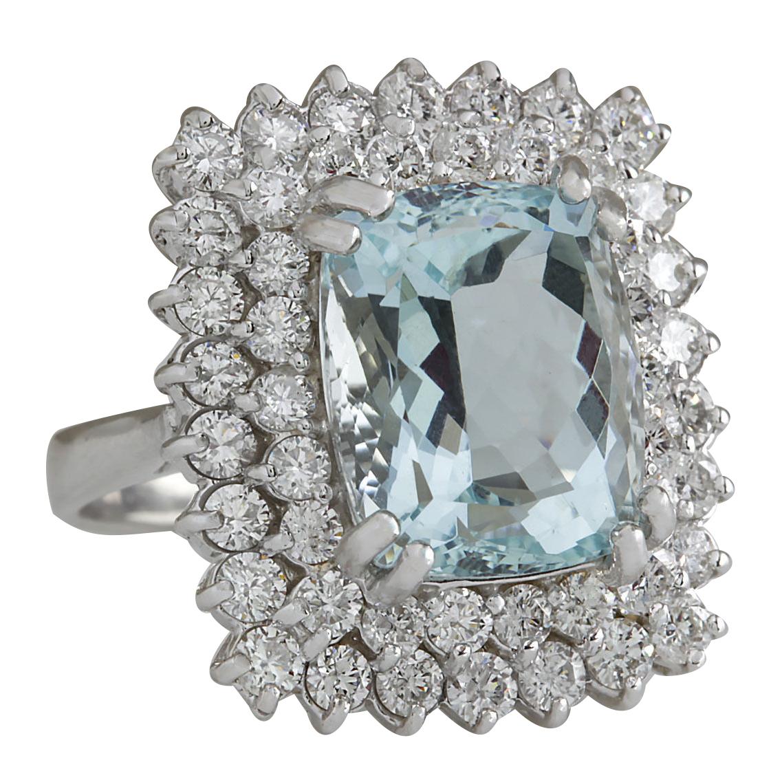Presenting our breathtaking 10.12 Carat Aquamarine 14 Karat White Gold Diamond Ring, a masterpiece of elegance and sophistication. Crafted from genuine 14K White Gold and stamped for authenticity, this ring weighs 12.0 grams, ensuring both quality