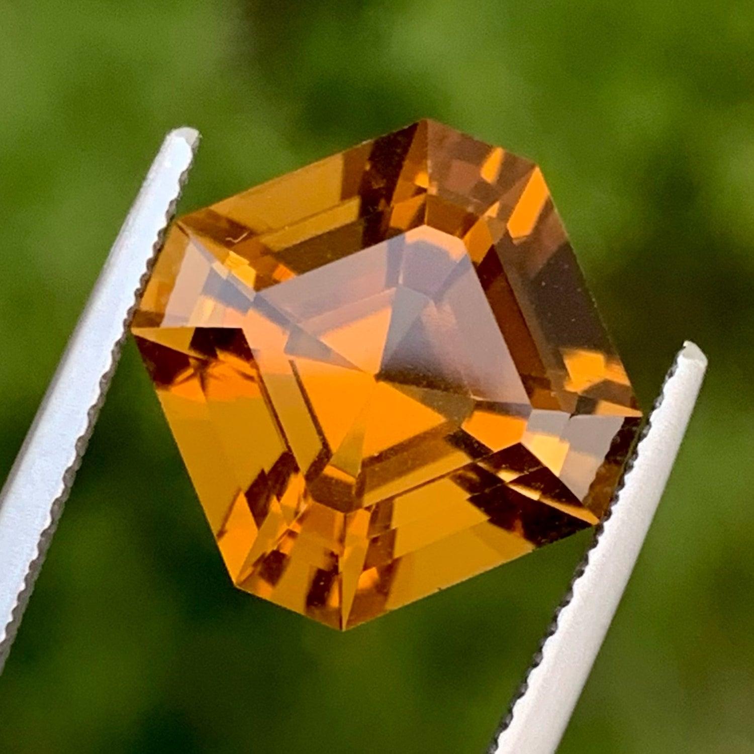 Modern Dazzling Natural Citrine For Ring 6.30 CT Lovely Asscher Cut AAA Loupe Clean For Sale