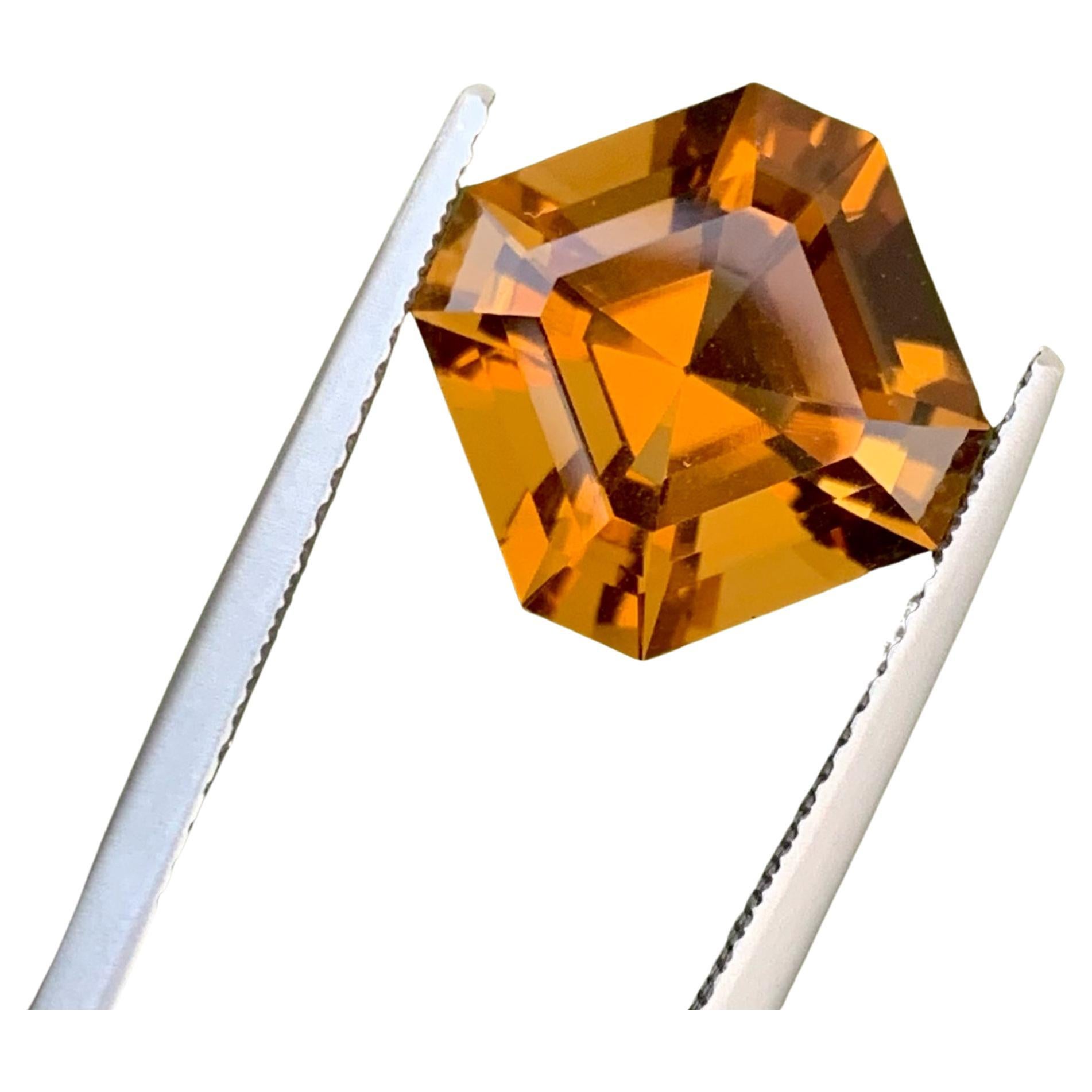 Dazzling Natural Citrine For Ring 6.30 CT Lovely Asscher Cut AAA Loupe Clean For Sale