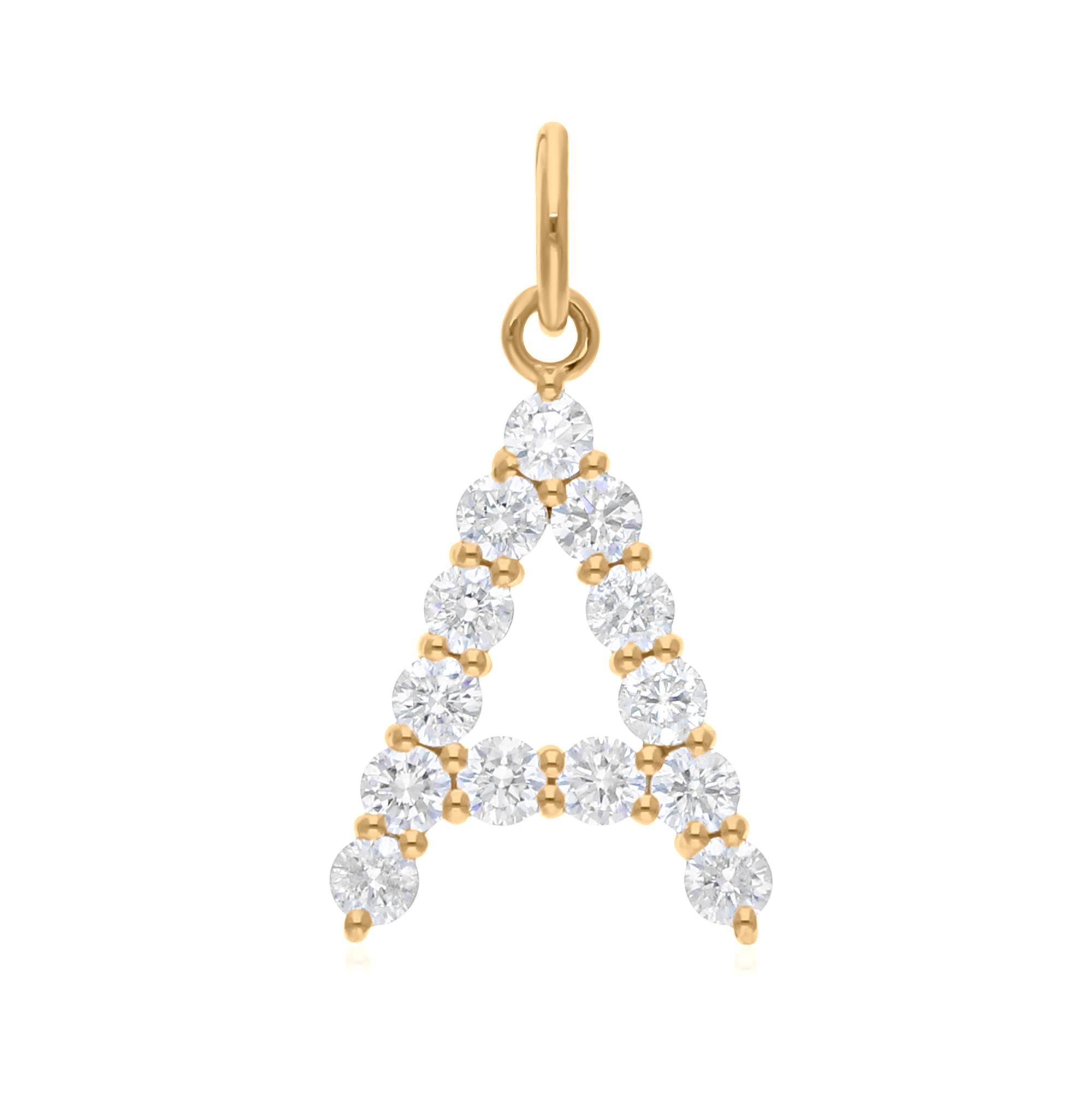 Taille ronde Collier avec pendentif initial en diamant naturel 