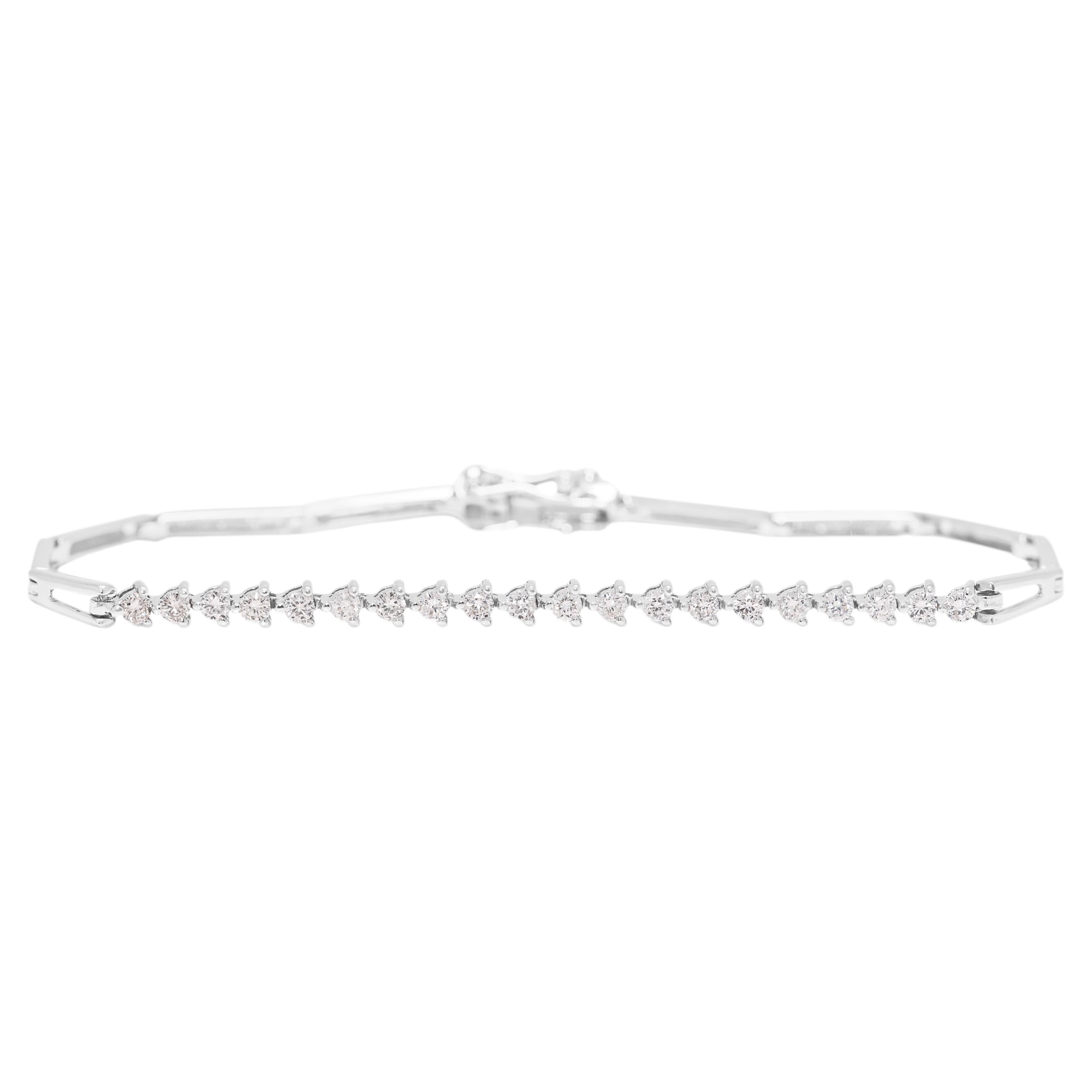 Dazzling Natural Diamond Infinity Link Bracelet in 18k White Gold For Sale