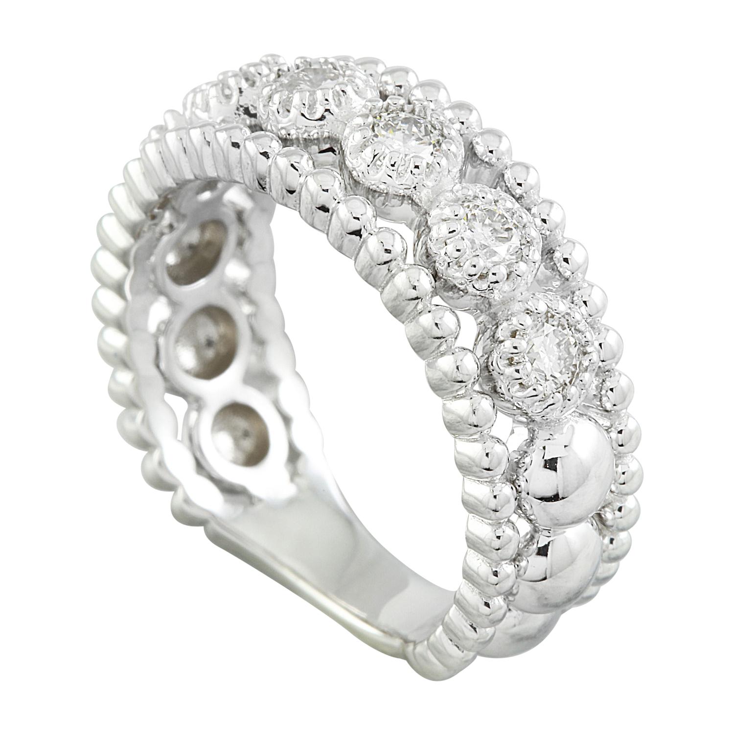 Modern Dazzling Natural Diamond Ring: Radiant Beauty in 14K Solid White Gold For Sale