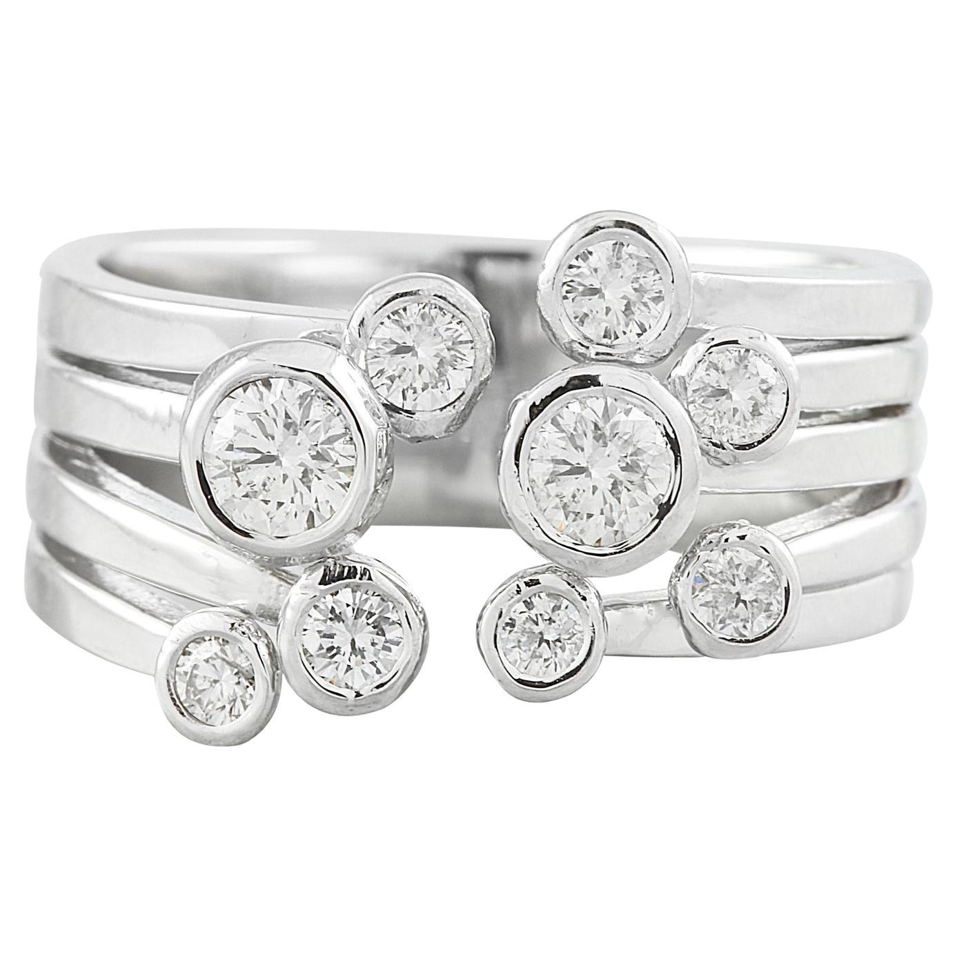 Dazzling Natural Diamond Ring: Radiant Beauty in 14K Solid White Gold For Sale