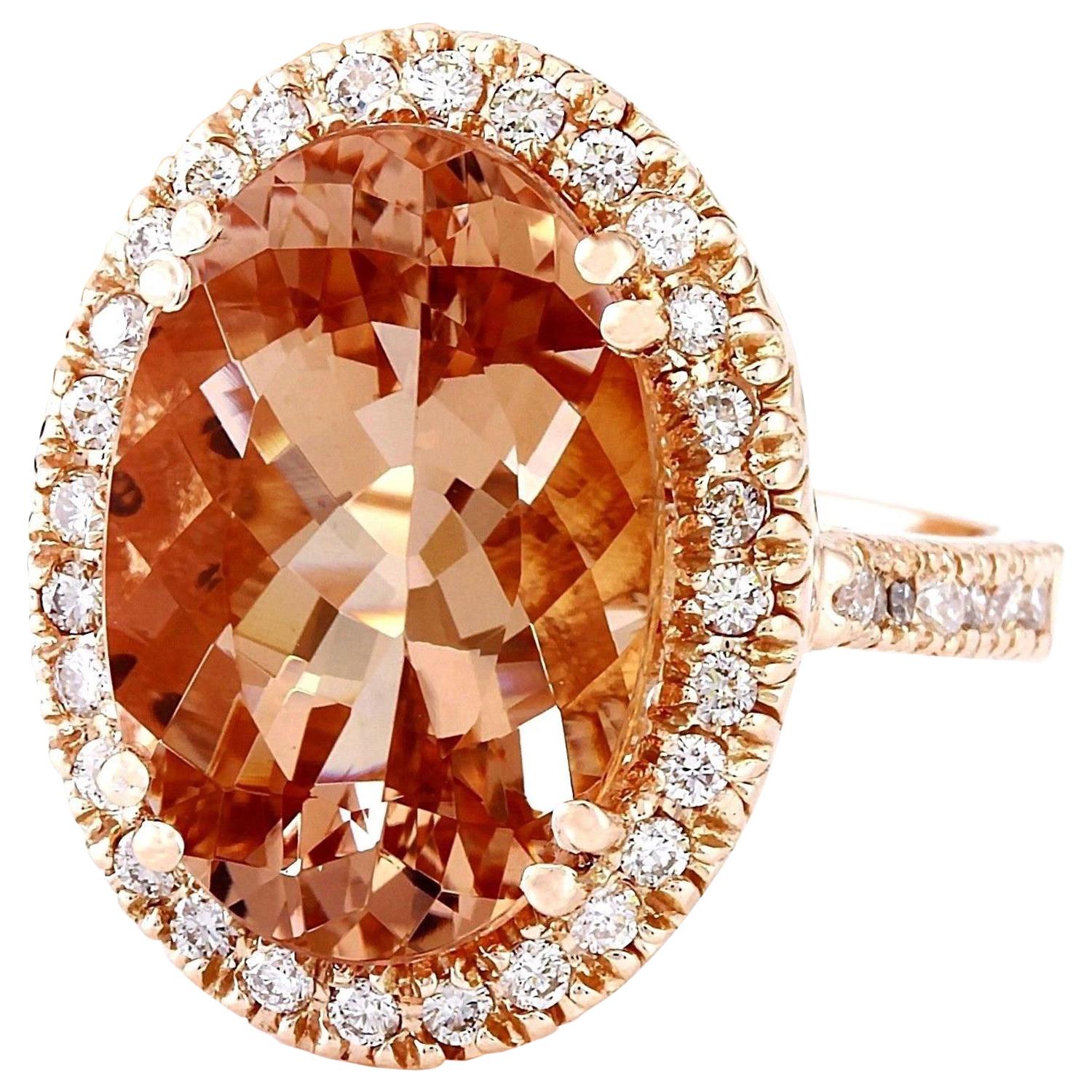 Indulge in luxury with our stunning 9.81 Carat Natural Morganite Ring, crafted in exquisite 14K Rose Gold. The focal point of this enchanting piece is a captivating oval-shaped Morganite, weighing 9.11 Carats and measuring 16.00x12.00 mm.
