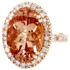 Dazzling Natural Morganite Diamond Ring In 14 Karat Solid Rose Gold