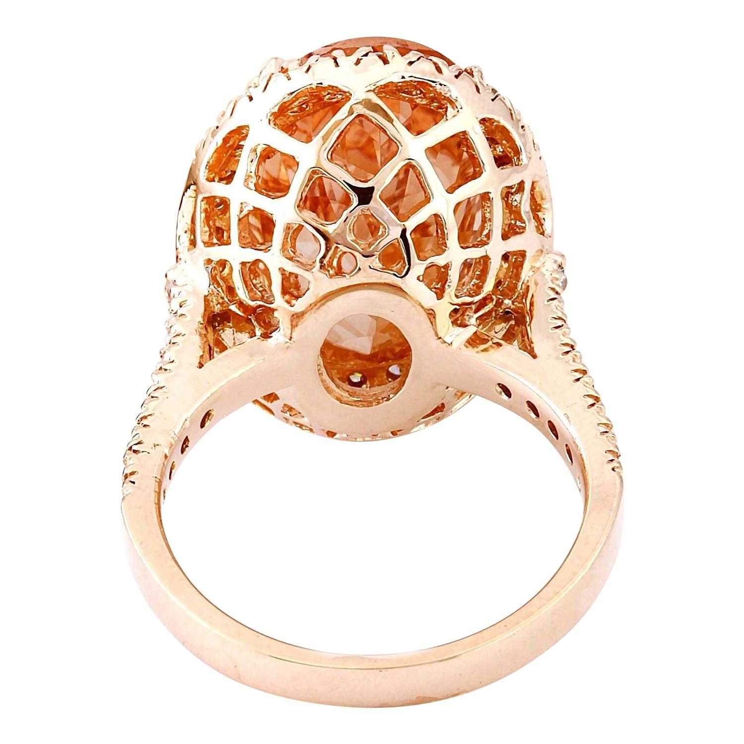 Modern Dazzling Natural Morganite Diamond Ring In 14 Karat Solid Rose Gold  For Sale