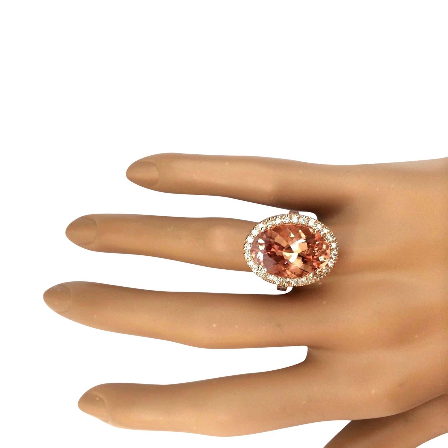 Dazzling Natural Morganite Diamond Ring In 14 Karat Solid Rose Gold  In New Condition For Sale In Los Angeles, CA
