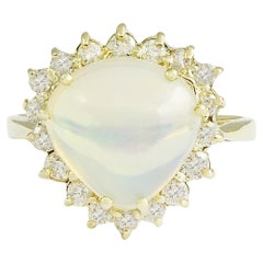 Dazzling Natural Opal Diamond Ring In 14 Karat Yellow Gold 