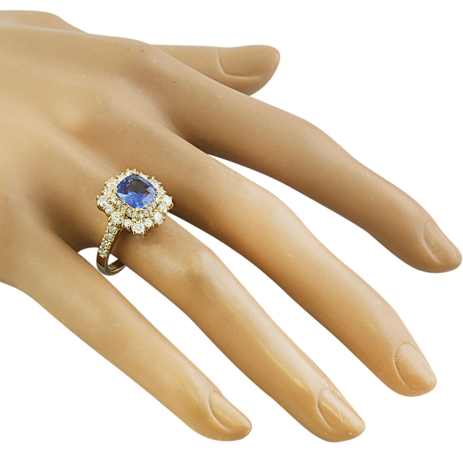 Dazzling Natural Tanzanite Diamond Ring In 14 Karat Solid Yellow Gold  In New Condition For Sale In Los Angeles, CA