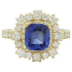 Bague éblouissante en or jaune massif 14 carats avec tanzanite naturelle 