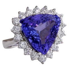 Dazzling Natural Tanzanite Diamond Ring In 14 Karat White Gold