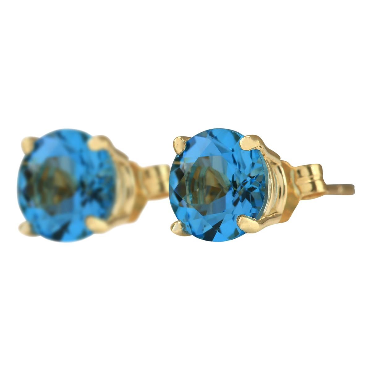 Round Cut Dazzling Natural Topaz Earrings In 14 Karat Yellow Gold  For Sale