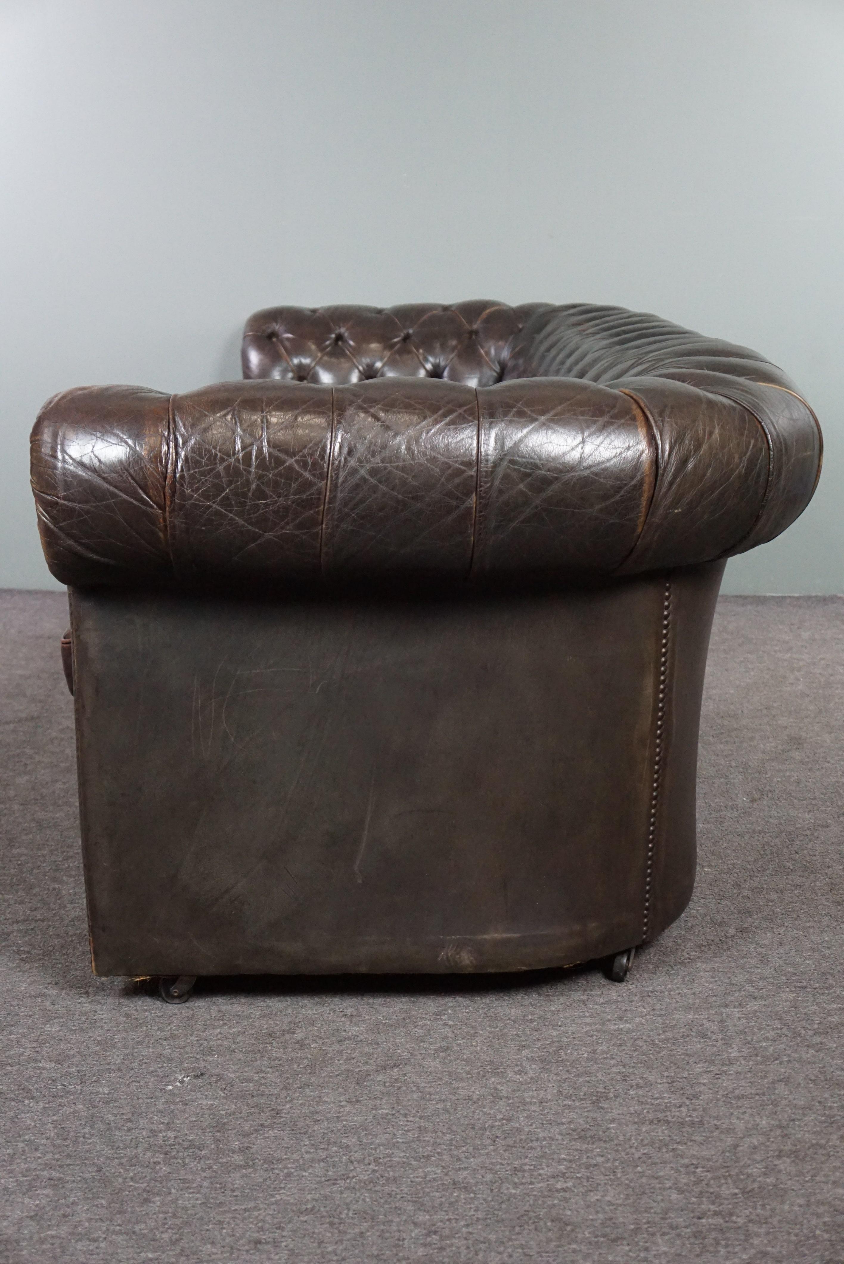 Dazzling old Chesterfield sofa full of allure, 3 seater For Sale 7
