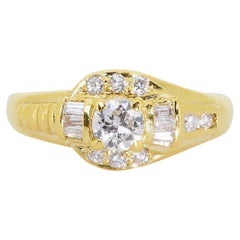 Dazzling Platinum Vintage Style Ring w/ 0.60ct Natural Diamonds AIG Certificate