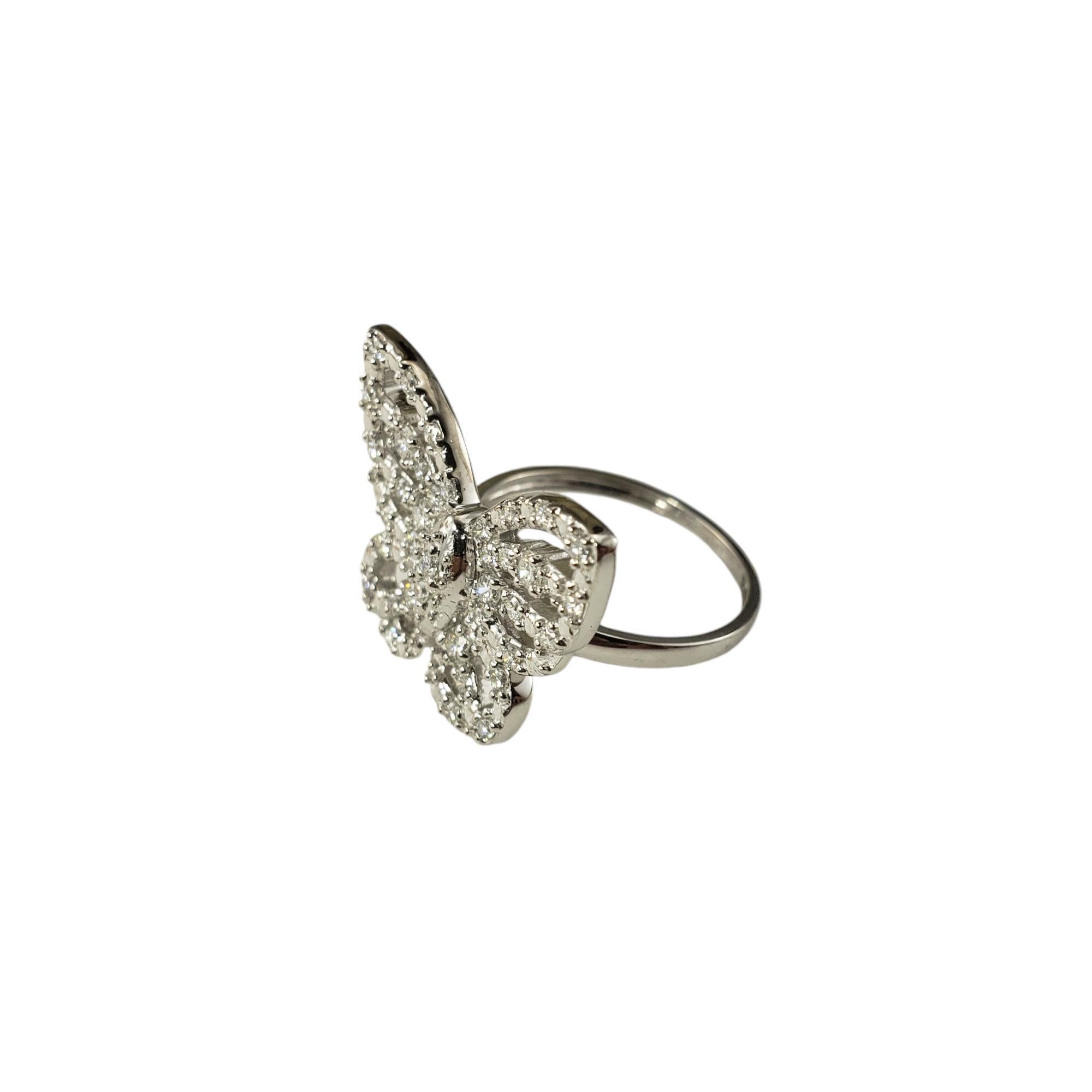 Brilliant Cut Dazzling Rock 10 Karat White Gold Diamond Butterfly Ring Size 7 #18242 For Sale