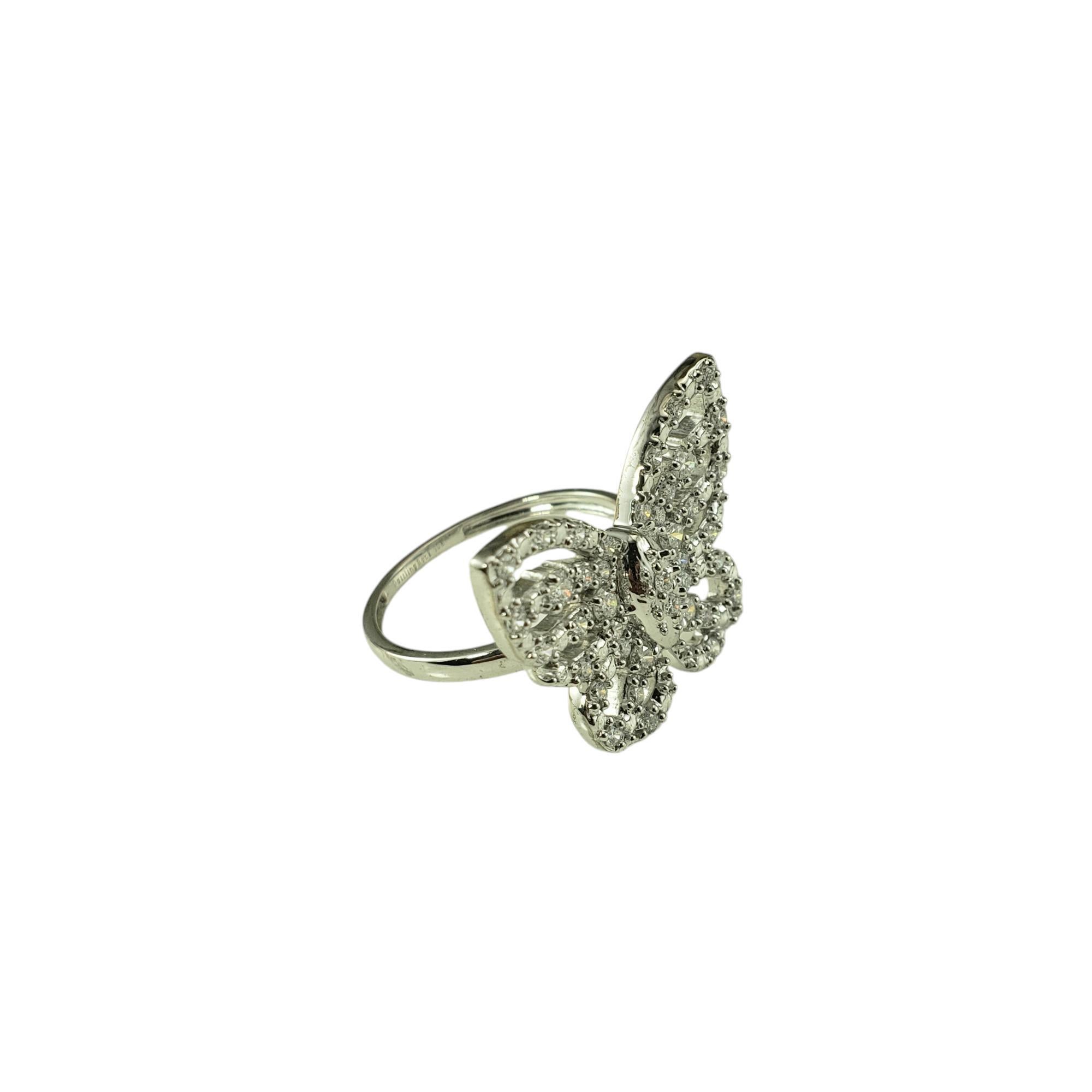 Dazzling Rock 10 Karat White Gold Diamond Butterfly Ring Size 7 #18242 In Good Condition For Sale In Washington Depot, CT