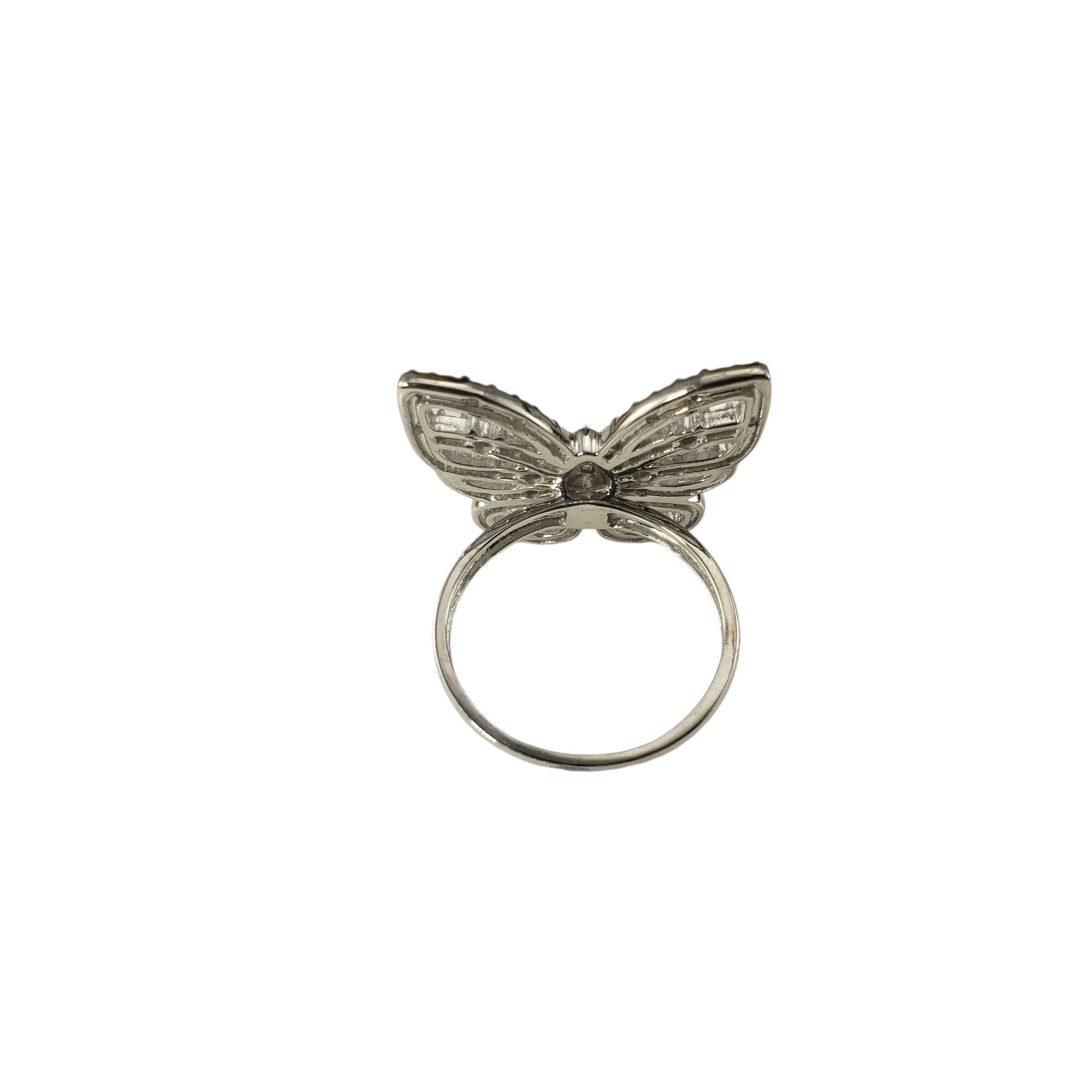 Women's Dazzling Rock 10 Karat White Gold Diamond Butterfly Ring Size 7 #18242 For Sale