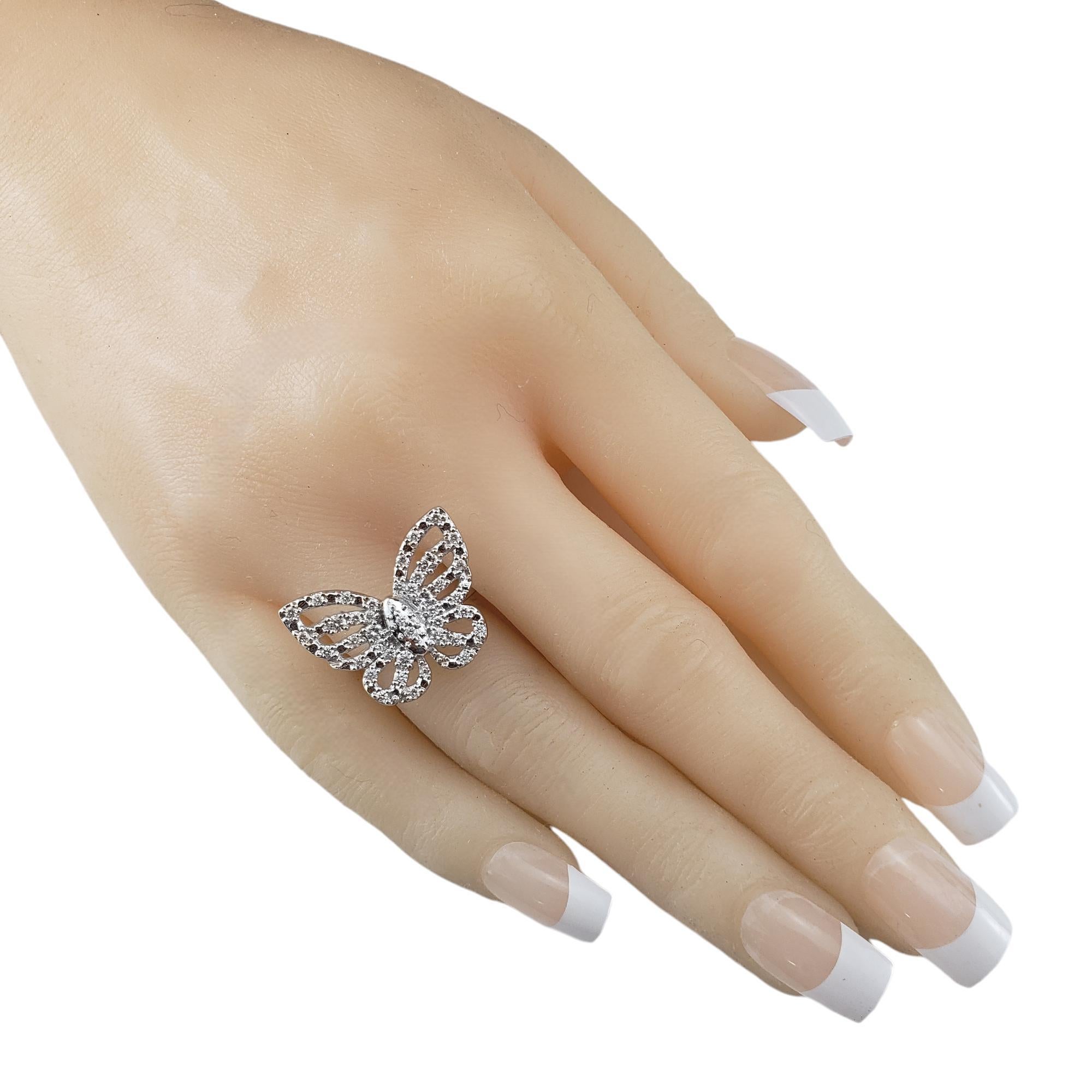 Dazzling Rock 10 Karat White Gold Diamond Butterfly Ring Size 7 #18242 For Sale 2