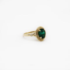 Dazzling Rock 14K Gold Labor Smaragd Halo Ring
