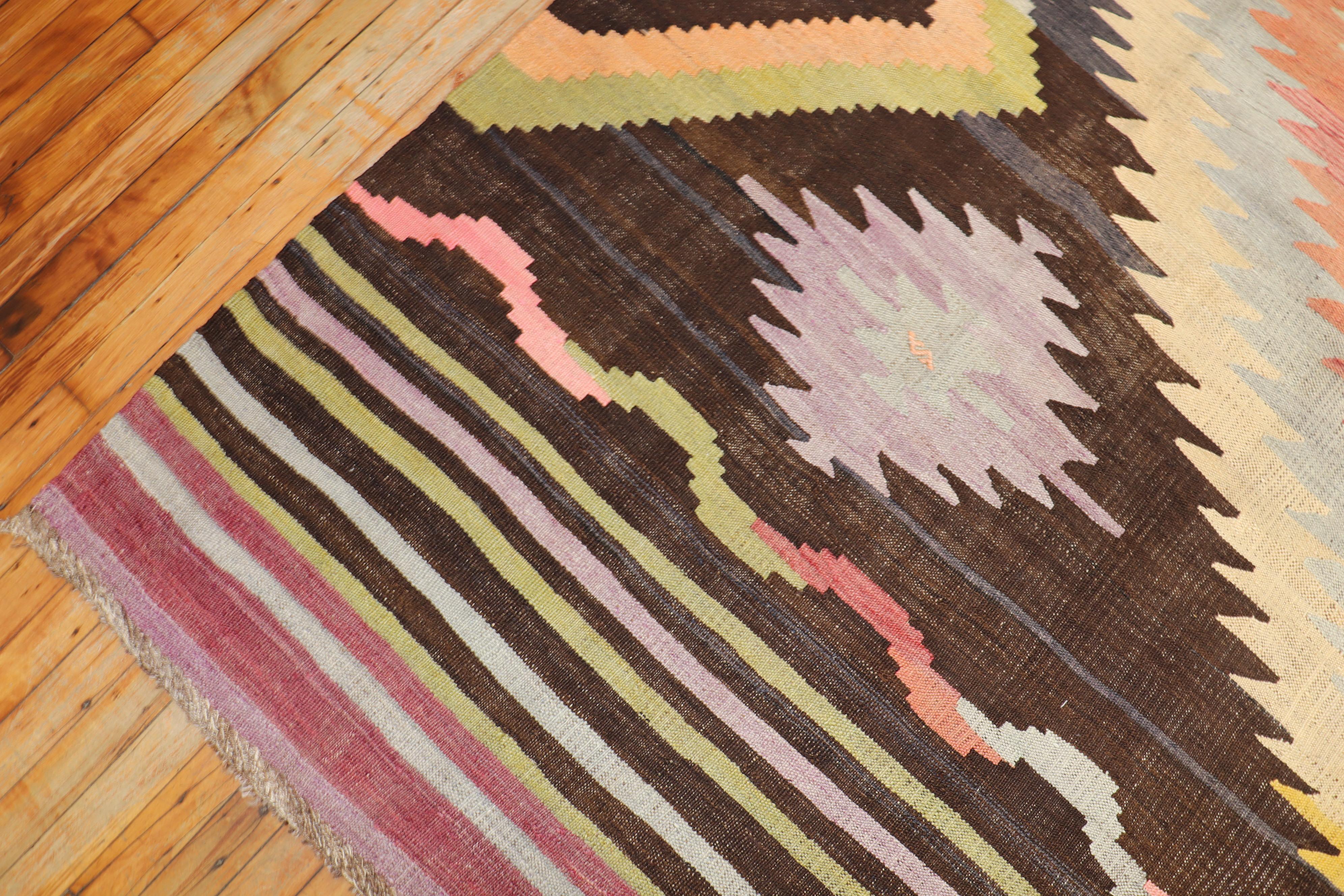 Archaistic Dazzling Room Kilim Flat-Weave For Sale
