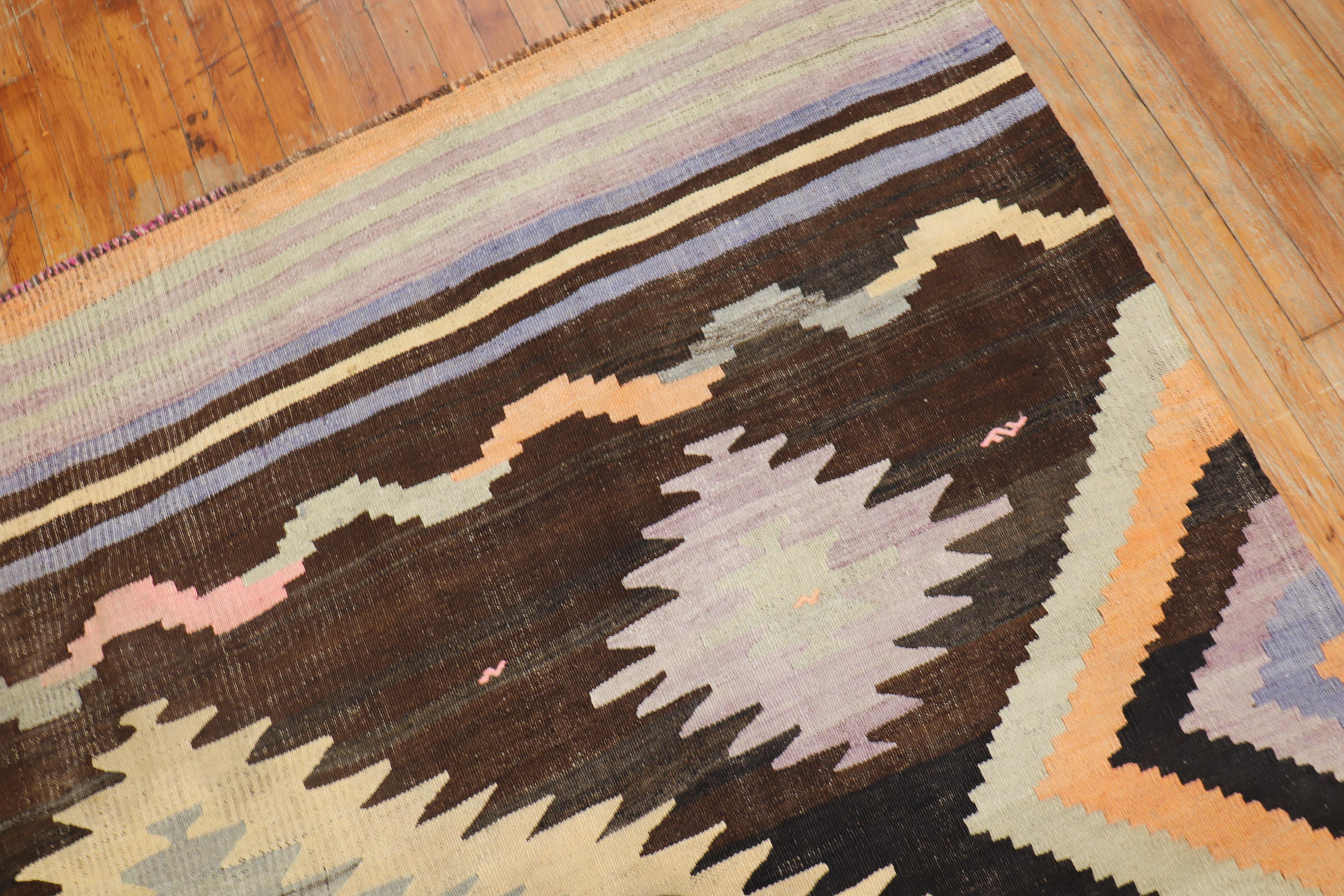 Hand-Woven Dazzling Room Kilim Flat-Weave For Sale