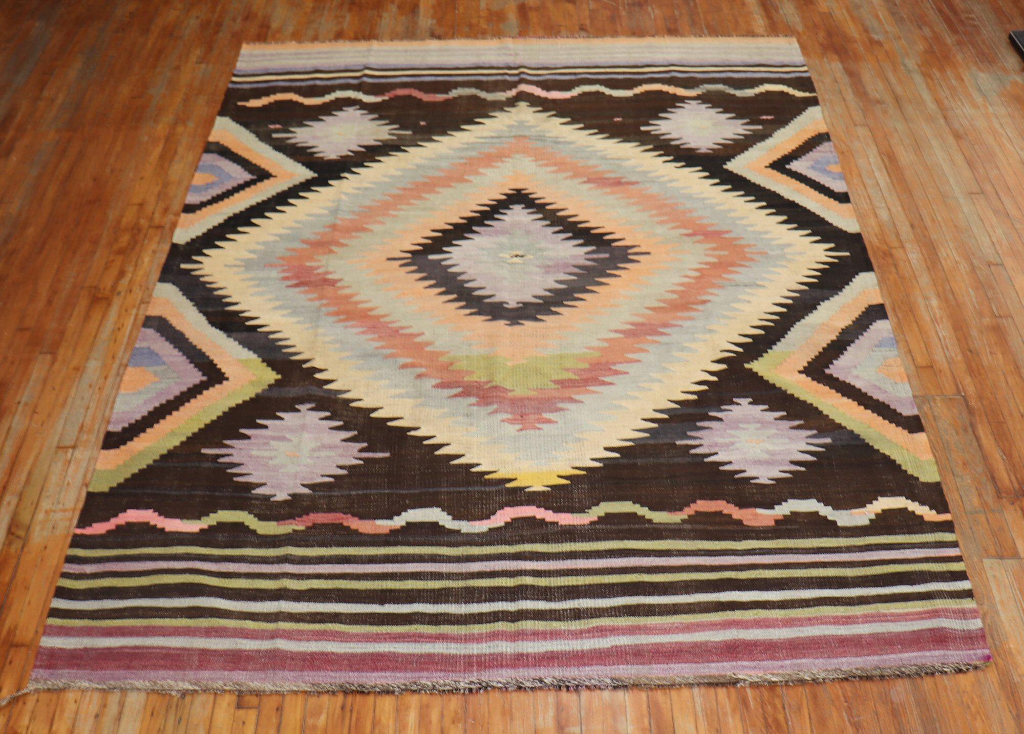 Wool Dazzling Room Kilim Flat-Weave For Sale